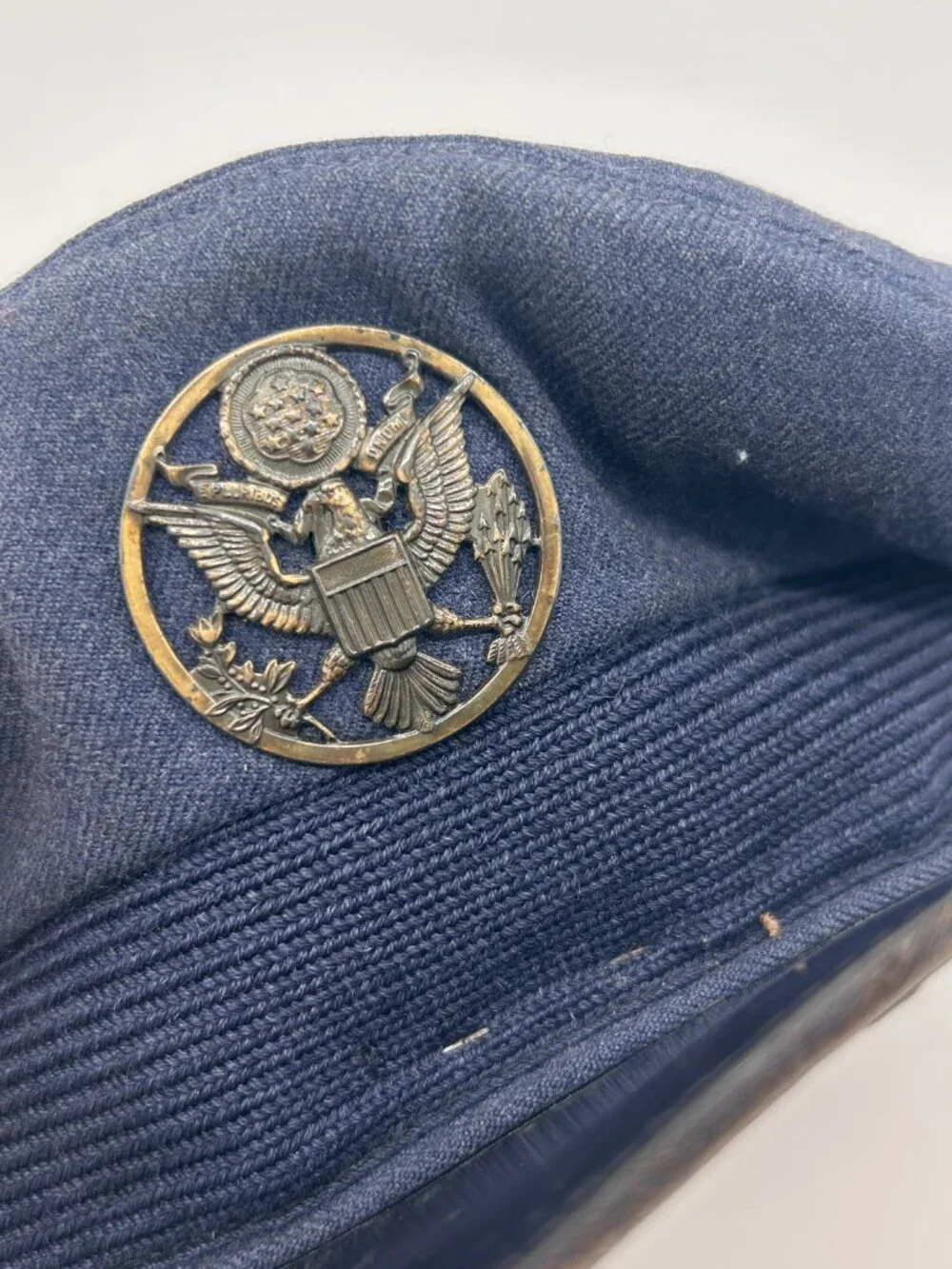 Vintage Early US Air Force USAF Enlisted Men's Visor Cap 6 7/8 Brass